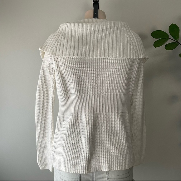 Unlisted Shawl Collar Waffle Knit Button Down Cardigan Sweater White Size Medium - Picture 6 of 8
